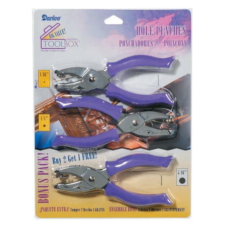 Darice Purple Value Pack Hole Punches, 3 Pieces