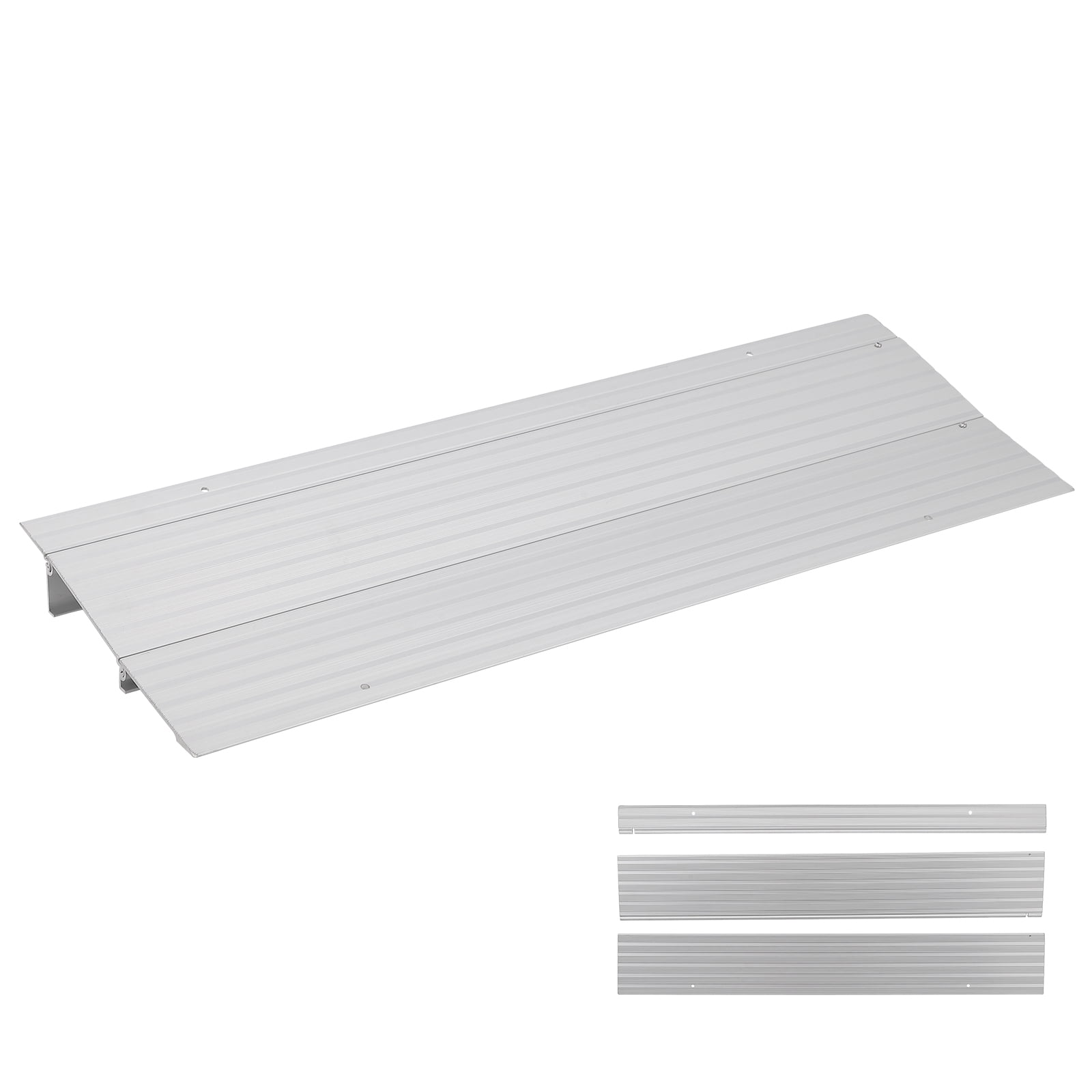 Heavy Duty Aluminum Threshold Ramp, 800 lbs Capacity, Non-Slip Rust-Proof for Wheelchair Scooter Walker, Multiple Sections Available, Silver