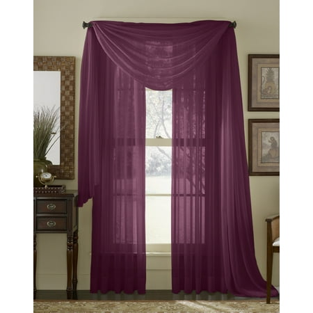 Ivory Window Scarf HLC.ME Sheer Voile Window Curtain Scarf - Valance - Fully Stitched & Hemmed - 56