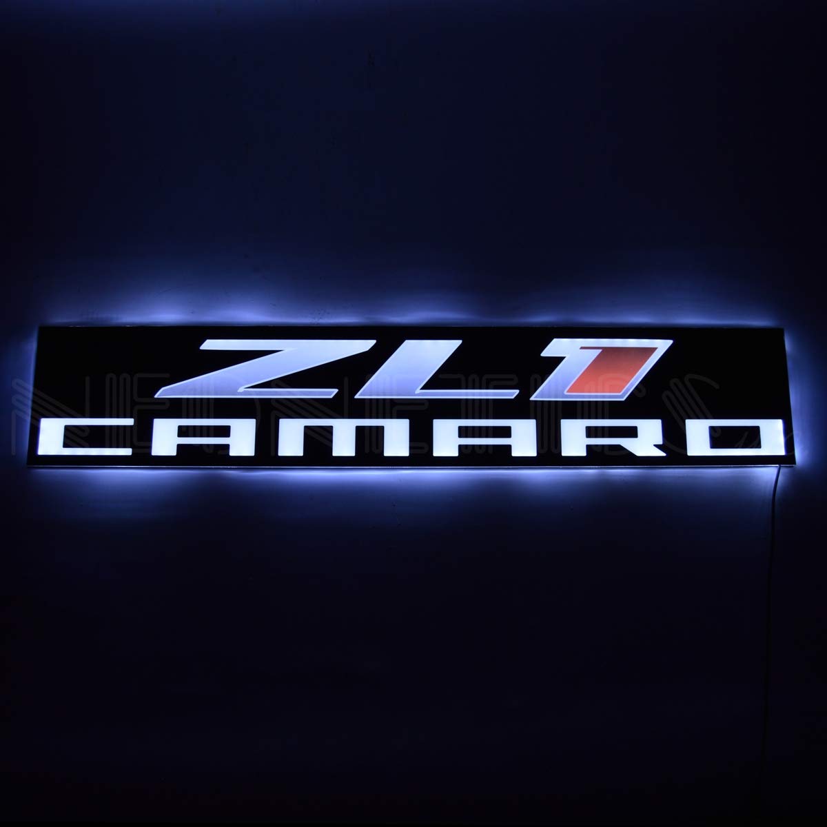 Chevy Camaro ZL1 Ultra Slim Led Wall Light Sign Red, Black and White Logo  with White LED Lights, Measures 36 inch by inch by 3/8 inch Thick  7LEDZL
