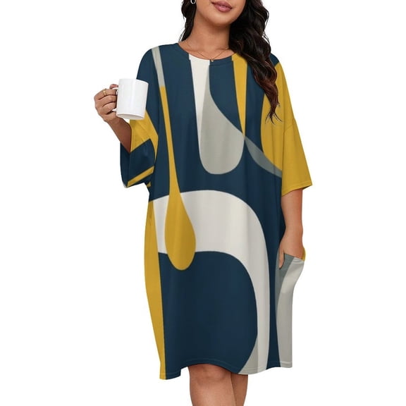 Abstract Midcentury Modern Art Sleepshirts For Sleeping Travels Loose Sleepdress Pajama Dress Soft Nightdress Sleepwear
