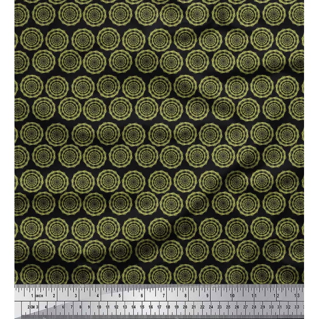 Soimoi Silk Fabric Wreath Leaves Print Sewing Fabric Yard 42 Inch Wide