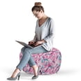 thumbnail image 2 of Floral Pouf Cover with Zipper, Clutter of Tropical Island Flowers and Leaves, Soft Decorative Fabric Unstuffed Case, 30" W X 17.3" L, Pink Dark Turquoise, by Ambesonne, 2 of 5