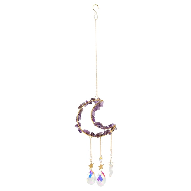 Atrapasol de luna, prisma de cristal decorativo, portátil, hermoso adorno para ventana del hogar, color morado