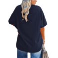 thumbnail image 5 of OUSITAID Femmes Tops Mode Femmes Couleur Unie Cou Grande Taille Décontractée Manches Courtes T-Shirt Top Noir XXL, 5 of 5