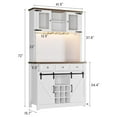 thumbnail image 2 of Farmhouse 72" Coffee Bar Cabinet with LED Light and Power Outlet, Large Kitchen Hutch with 3 Drawers, Wine Glass Rack, and Sliding Barn Door, Tall Wine Cabinet for Home Bar, 2 of 7