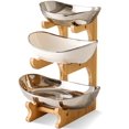 thumbnail image 1 of CHUANK 2 Tiers Ceramic Fruit Bowls Basket  Fruit Storage Basket for Kitchen Counter  Sliver, 1 of 10