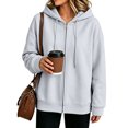 thumbnail image 2 of Lumtrix Hoodies For Women Zip Up Oversized Sweatshirt Fall Winter Casual Zipper Lightweight Cute Track Jackets With Pockets Light Gray L, 2 of 5