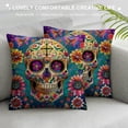 thumbnail image 3 of Orinice  Sugar Skull Pillow Cover Decorative Couch Pillow Cover for Sofa,Cotton Linen Cushion Case Indoor Outdoor Home Decoration White, 3 of 5