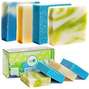 360Feel Fresh Scent Soap bars- Aloe Vera, Cotton Blossom, Spring Scrub- Anniversary Wedding Gift Set - Handmade Natural Organic Soaps Essential Oil