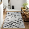 thumbnail image 1 of JV Home Area Rug Stripes Grey 4'x6' Washable Carpet Anti Slip, 1 of 6
