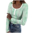 thumbnail image 4 of Generic Women's Long Sleeve Tops Casual Fall Henley Shirts Button Down Blouses Basic Floral Print Ribbed T Shirts, 4 of 6