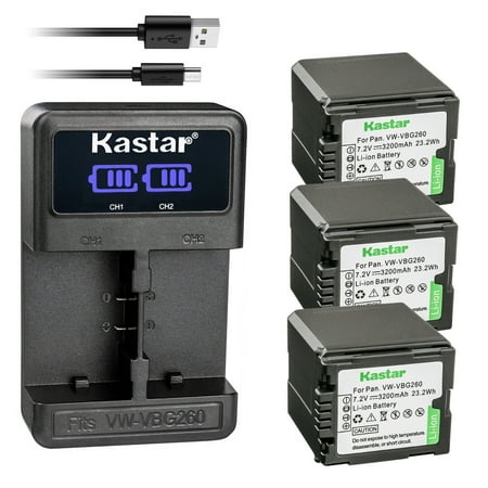 Kastar 3 Pack Battery and LCD Dual USB Charger Compatible with Panasonic DMW-BLA13 DMW-BLA13A DMW-BLA13AE Battery Panasonic Panasonic DE-A38 VSK0631 VSK0697 VSK0698 Charger