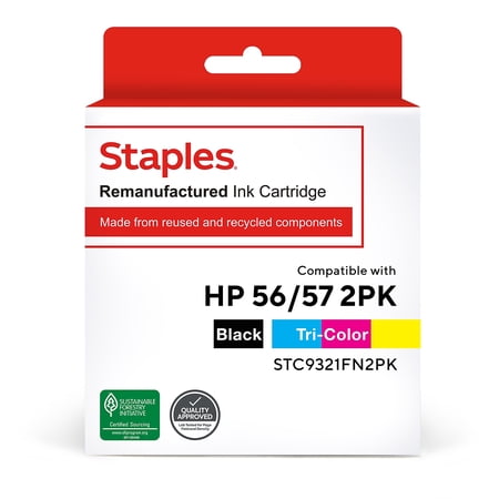 UPC: 0718103054942 | TRU RED HP 56/57 Black/Tricolor Remanufactured Standard Ink Cartridges 2/PK TRC9321FN2PK/SI