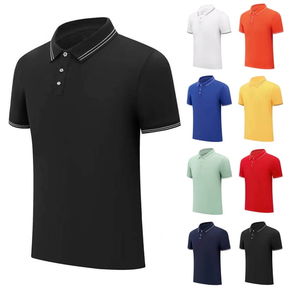 Men's Casual Pullover T-Shirt Cotton Blend Short Sleeve Button Down Henley Solid Turndown Quick Dry Breathable Comfort Stretch Daily Casual Beach Vacation Weekend | Zenithor,Black L