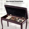 thumbnail image 6 of Giantex Piano Bench Stool, Heavy Duty Piano Duet Seat w/Padded Cushion, Music Storag & Solid Wooden Legs, Brown, 6 of 8