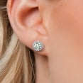 thumbnail image 3 of Gem Stone King 14K White Gold Green Prasiolite and White Lab Grown Diamond Removable Earrings Jackets for Women | 2.08 Cttw | Gemstone Birthstone | Round 6MM, 3 of 6