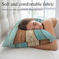 thumbnail image 5 of Farmhouse Aqua Brown Pillow Covers, Linen Long Throw Pillow Case, Vintage Wooden Striped Holiday Pillow Protector Decorative Cushion Cover for Living Room/Bedroom 20" x 30", 5 of 8