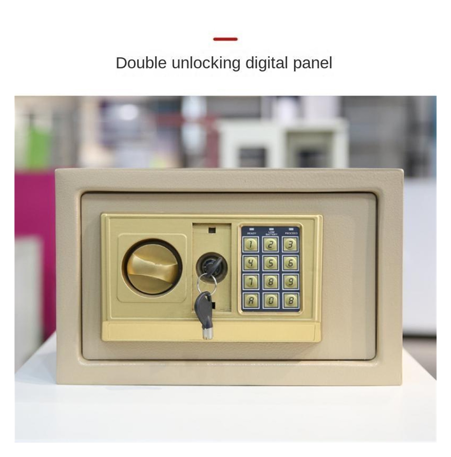 Digital Safe Box Mini Steel Safes Money Bank Small Household Password Key Safety Security Box Keep Cash Jewelry Document ,Prevent Theft