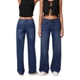 thumbnail image 3 of FOCUSNORM Women's Spring Summer Denim Pants Low Waist Wide Leg Trousers with Multi Pockets, 3 of 9