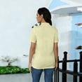 thumbnail image 4 of Mifsaly Womens Mock Neck Short Sleeve T-Shirt Basic Solid Color Slim Fit Stretchy Tee Tops Casual Lightweight Layering Casual Summer Undershirts Yellow,XXL, 4 of 6