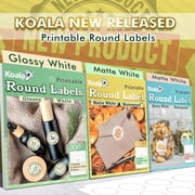 Koala Round Label Stickers 2 In, Printable Waterproof Circle Labels for Inkjet + Laser Printers 60 Labels for Soap, Jars, Canning, Matte Vinyl Sticker Paper