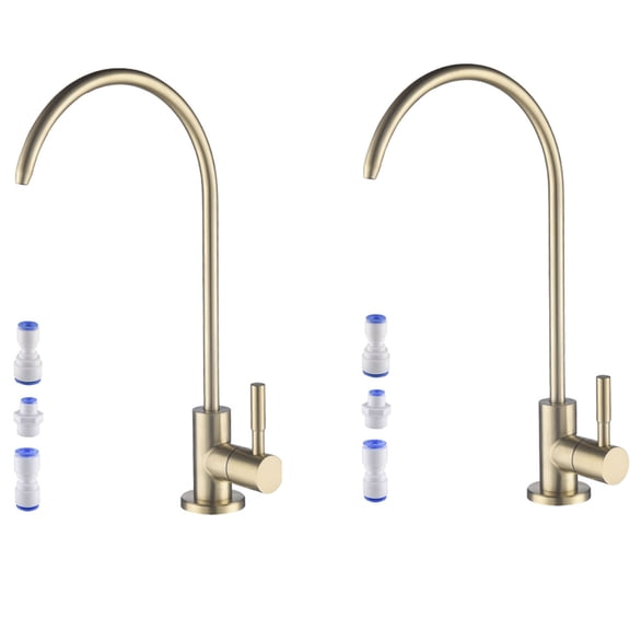 2 Pack Drinking Water Faucet Brushed Gold Kitchen Water Purifier Faucet for Non-Air Gap R.O. Water Filtration System
