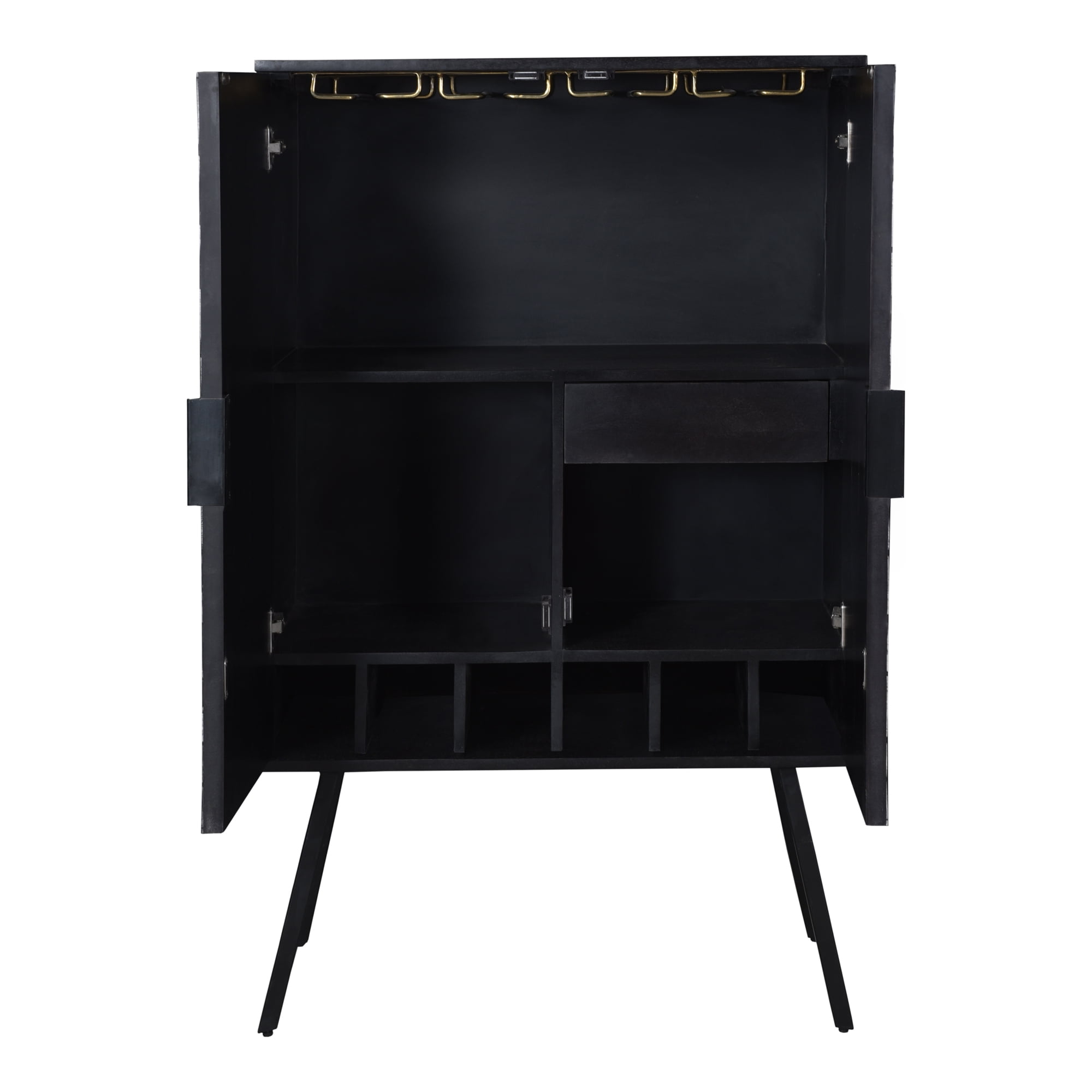 Starstruck 32'' Black and White Camel Bone Wine Cabinet
