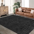 thumbnail image 3 of Living Room Area Rug 9x12 Machine Washable Non-Slip Stain Resistant Modern Abstract Floor Carpet Solid Rug for Dining Room Home Office, Black, 3 of 7