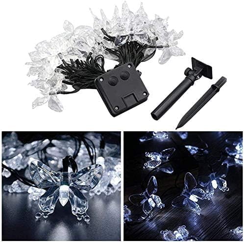 Huiyi Butterfly String Lights, 9.5m 50LED Outdoor Solar Powered String Light 8Mode Indoor for Lighting for Lawn Patio Wedding Party Decor