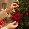 thumbnail image 7 of Velvet Christmas Tree Ornaments, Shatterproof Flocked Christmas Decorations, Burgundy Snowflakes Shaped for Xmas Holiday Home Party Decor(D), 7 of 7