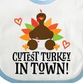 thumbnail image 4 of Inktastic Thanksgiving Cutest Turkey in Town Boys or Girls Baby Bib, 4 of 4