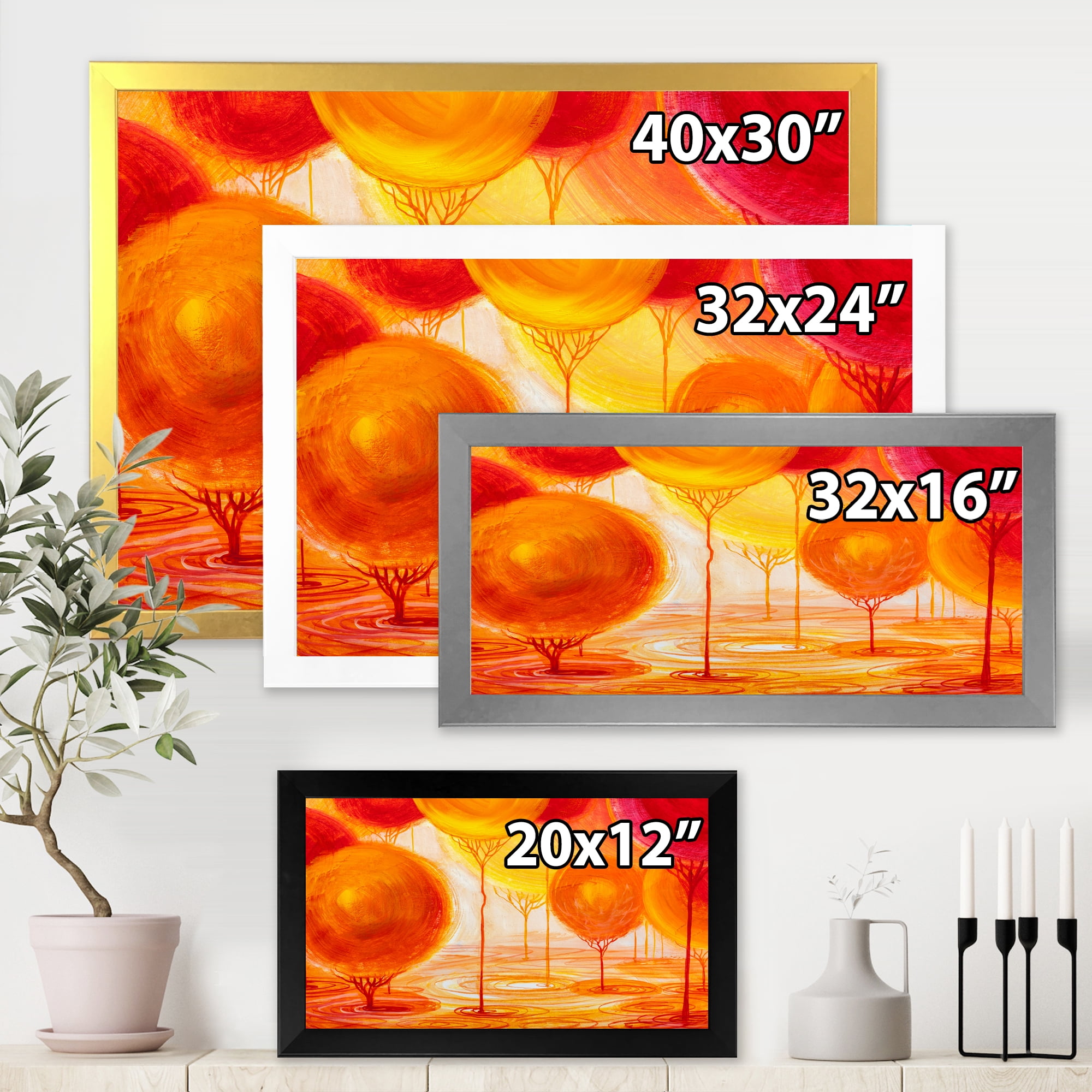Designart 'Ornamental Colourful Trees II' Modern Framed Art Print