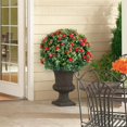 thumbnail image 2 of 23in artificial topiary flower con ground spike-2 pack of pe fake plants con metal stakes y rose flowers red para indoor y outdoor use, 2 of 8