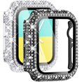thumbnail image 1 of GHSDFBB 2-Pack Bling Cases with Screen Protector Compatible for Apple Watch 41mm, Fully Paved Diamonds Protective Case for iWatch Series 7 (41mm, Black+Clear), 1 of 7