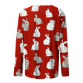 thumbnail image 4 of Xuyuer Easter Shirt Women Bunny Rabbit Graphic Tee Fashion Summer Fold Printed Regular Women Long Sleeves Round Neck Button Happy Easter Tshirt, 4 of 5