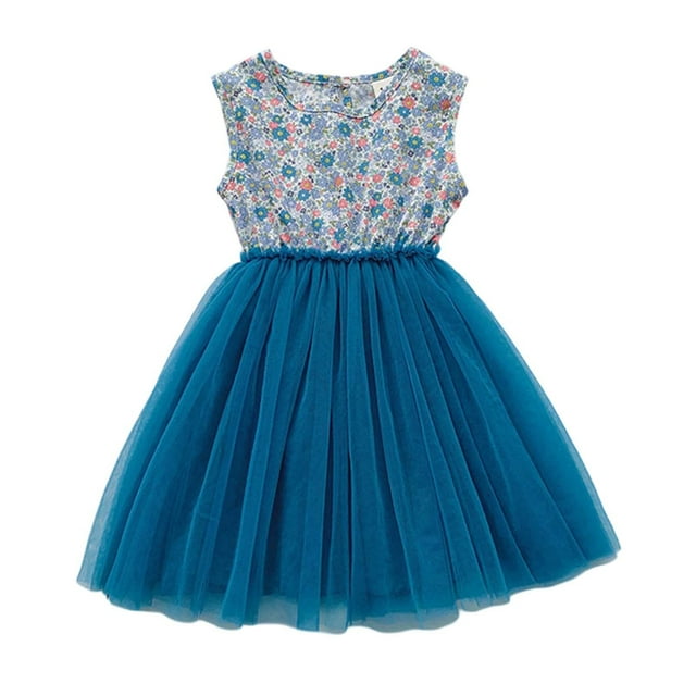 Robe Fille Sans Manches à Volants Robe Bébé en Tulle Robe de Printemps Robe d'Anniversaire pour Filles Vêtements Nouveau-Né 2-3 Ans Mode Filles