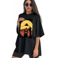 thumbnail image 3 of Plus Size Shirt for Women Black Tops for Women Short Sleeves Shirt for Women Retro Black Cat T Shirt Oversized Shirt for Women S, 3 of 5