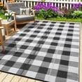 thumbnail image 2 of Studyset Outdoor Rug 8x10 Waterproof Outdoor Rug Indoor Outdoor Plastic Straw Rug Large Outdoor Patio Rug Reversible Rug Modern Checkered Mat for Picnic Porch RV Deck Camping Backyard, 2 of 9