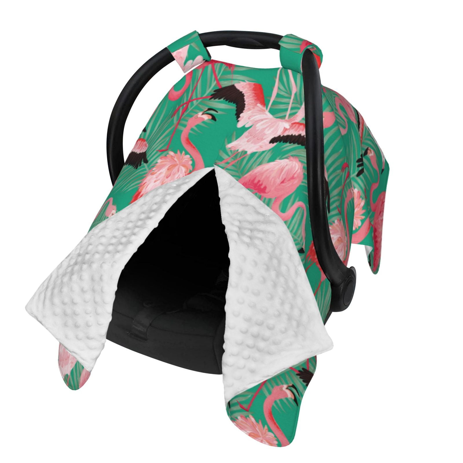 Naloa Tropical Flamingo Baby Car Seat Cover, Breathable Baby Carrier Cover, Multiuse Baby Carrier Cover & Nursing Breastfeeding Cover