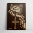 thumbnail image 2 of 1pc Gothic - themed Canvas Wall Art Depicting a Skeletal Hand Holding an Old - styled Book with "PooQ" and a Large Ornate Cross, framed Decor room hanging Wall Picture Decor for Home Gifts,, 2 of 7