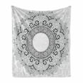 thumbnail image 1 of Mandala Soft Flannel Fleece Throw Blanket, Traditional Design with Ornamental Circle Flower Eastern Image, Cozy Plush for Indoor and Outdoor Use, 50" x 70", Black and White, by Ambesonne, 1 of 6