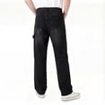 thumbnail image 3 of Smawell Men's Black Carpenter Jeans, Relaxed Fit Straight Leg Work Pants, Durable Double Knee Utility Jeans with Multi Pockets, Breathable Comfortable Casual Denim Pants for Work, Construction, Daily, 3 of 6