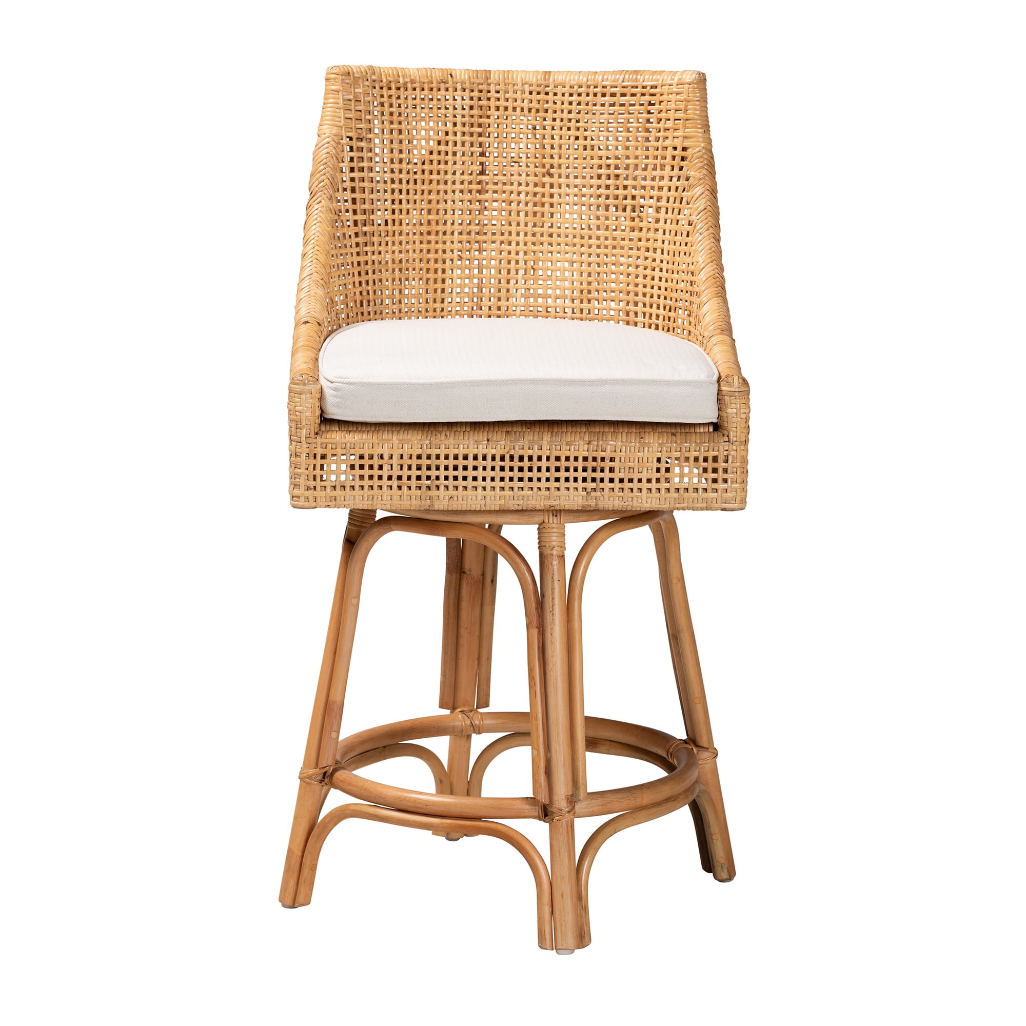 bali & pari Bella Rattan BOHO Counter Stool, Natural Brown