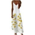 thumbnail image 2 of ICHUANYI Clearance Women's Summer Fashion Printed V-Neck Sleeveless Suspenders Pullover Dress(Yellow, XL) ICHUANYI WER2023080815735, 2 of 5