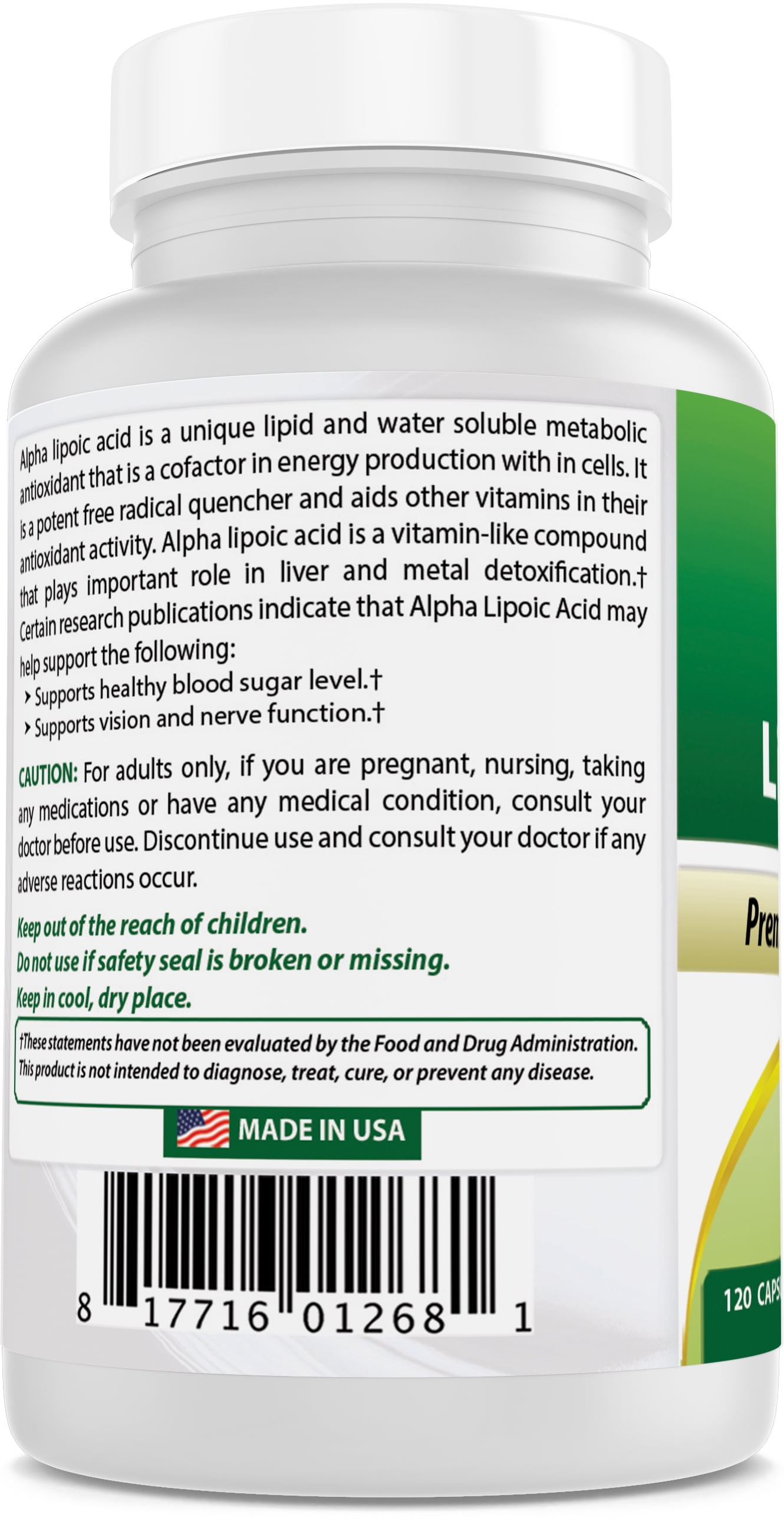 2 Pack Best Naturals Alpha Lipoic Acid 600 mg 120 Capsules Blood