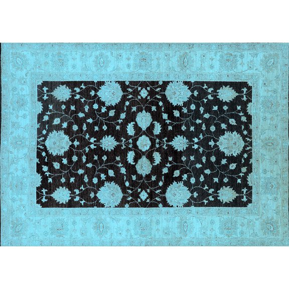 Ahgly Company Indoor Rectangle Oriental Light Blue Traditional Area Rugs, 2' x 5'