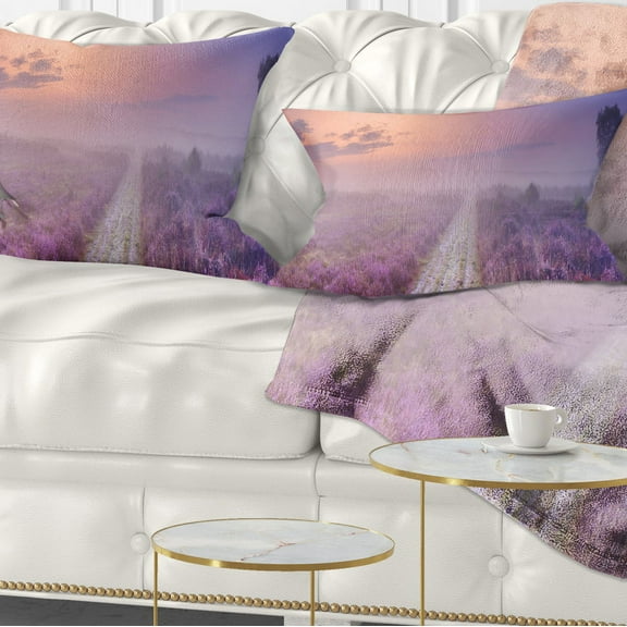 Designart 12" x 20" Purple Polyester Throw Pillow