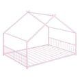 thumbnail image 4 of DreamBuck Full Size House Bed with Roof and Fence, Metal Platform Bed, Full House Floor Bed for Twin Bed Frames for Girls, , Teens, No Box Spring Needed, Easy Assembly, 4 of 9