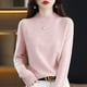 thumbnail image 1 of Suéter de lana hueca de cuello medio alto confeccionado, suéter de punto para mujer, suéter holgado que combina con todo, camisa de capa base cálida, 1 of 6